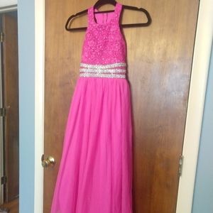 Girls pink glittery evening gown